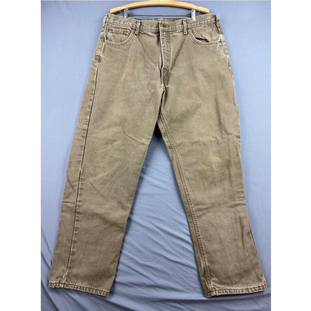 Carhartt Flannel Lined Jeans Mens 38x32 B162 BRK Bark Brown Work Pants Good